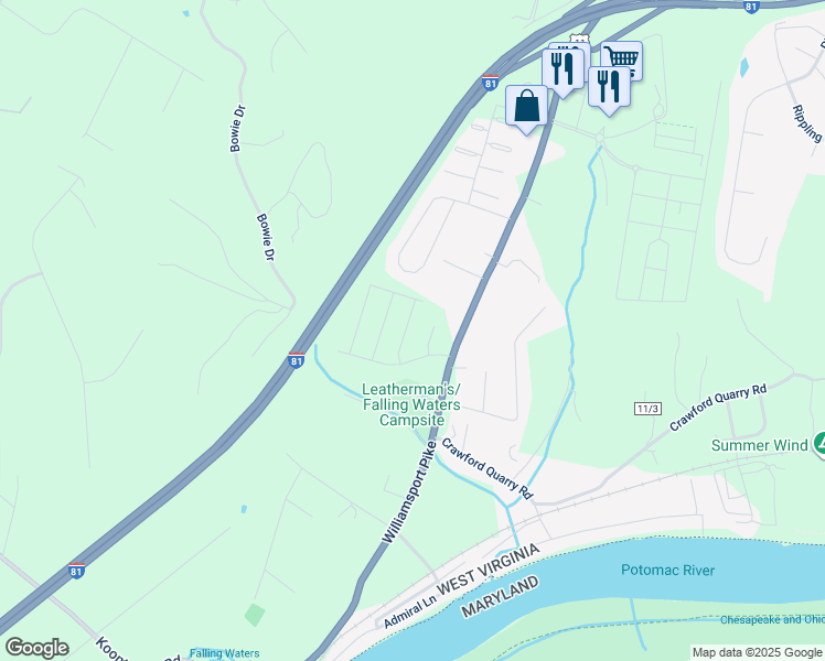 map of restaurants, bars, coffee shops, grocery stores, and more near 26 Paddington Street in Falling Waters
