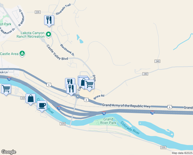 map of restaurants, bars, coffee shops, grocery stores, and more near 796 Castle Valley Boulevard in New Castle