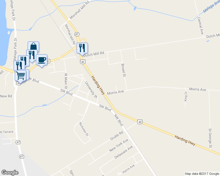map of restaurants, bars, coffee shops, grocery stores, and more near 131 Morris Avenue in Newfield