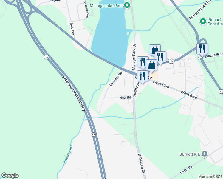 map of restaurants, bars, coffee shops, grocery stores, and more near 106 Defiance Road in Franklin