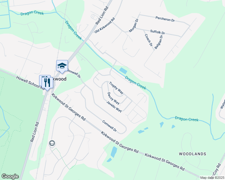 map of restaurants, bars, coffee shops, grocery stores, and more near 921 Decoy Way in Bear