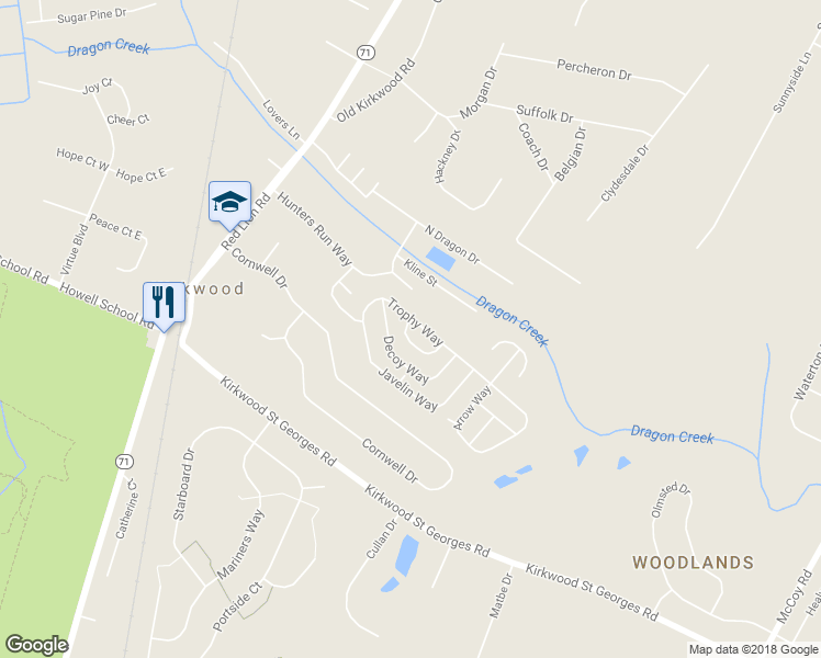 map of restaurants, bars, coffee shops, grocery stores, and more near 921 Decoy Way in Bear