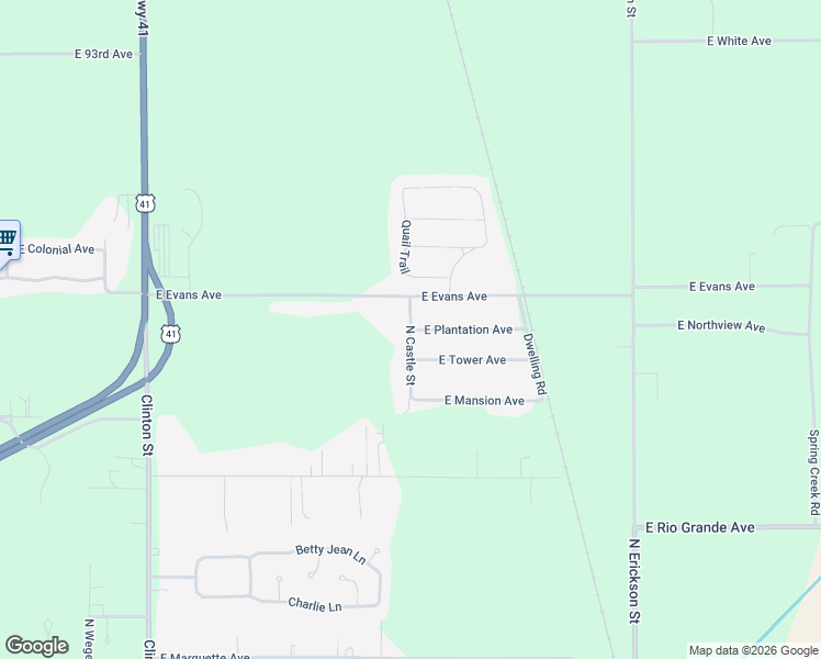 map of restaurants, bars, coffee shops, grocery stores, and more near 8600 North Castle Street in Terre Haute