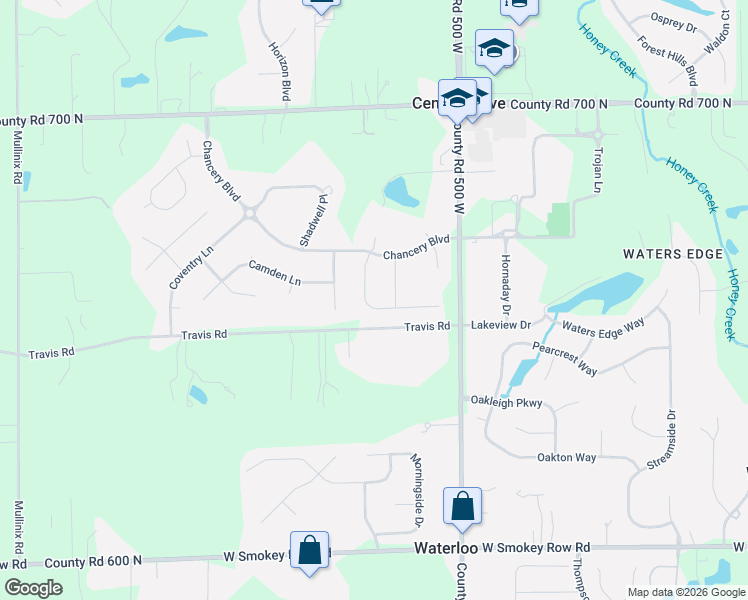 map of restaurants, bars, coffee shops, grocery stores, and more near 5207 Nottinghill Court in Greenwood