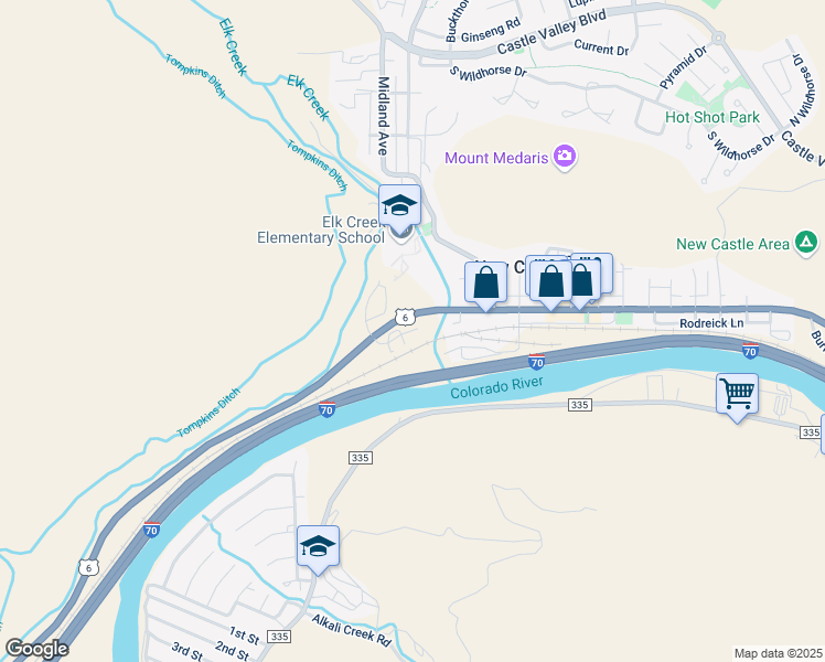 map of restaurants, bars, coffee shops, grocery stores, and more near 804 West Main Street in New Castle