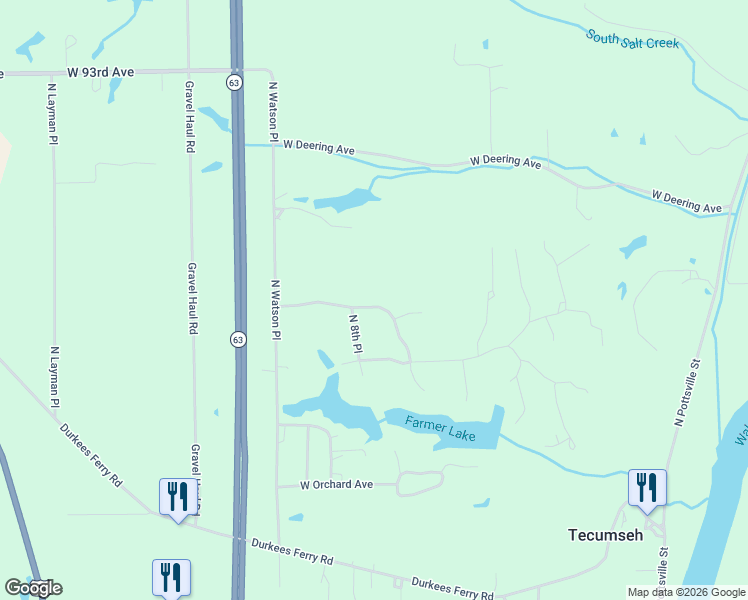 map of restaurants, bars, coffee shops, grocery stores, and more near 629-799 West Krislynn Woods Avenue in West Terre Haute
