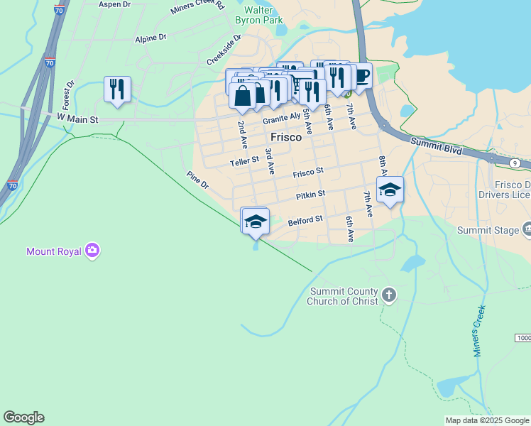 map of restaurants, bars, coffee shops, grocery stores, and more near 421 2nd Avenue in Frisco