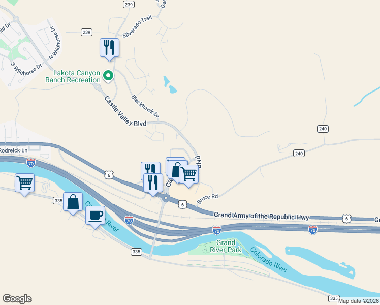 map of restaurants, bars, coffee shops, grocery stores, and more near 94 Castle Ridge Drive in New Castle