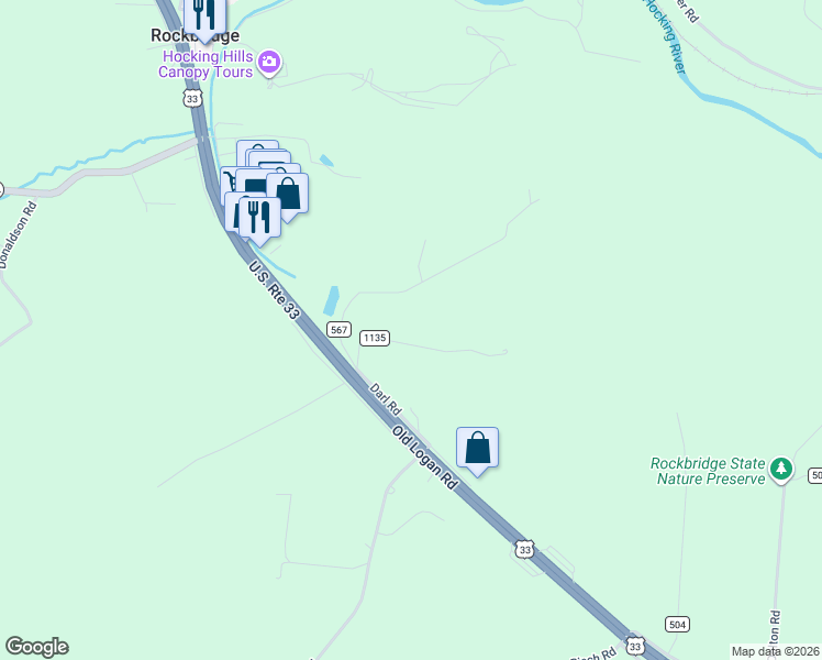 map of restaurants, bars, coffee shops, grocery stores, and more near 27162 Stuart Road in Rockbridge