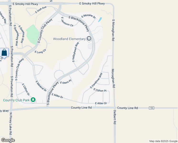 map of restaurants, bars, coffee shops, grocery stores, and more near 8058 South Valleyhead Way in Aurora