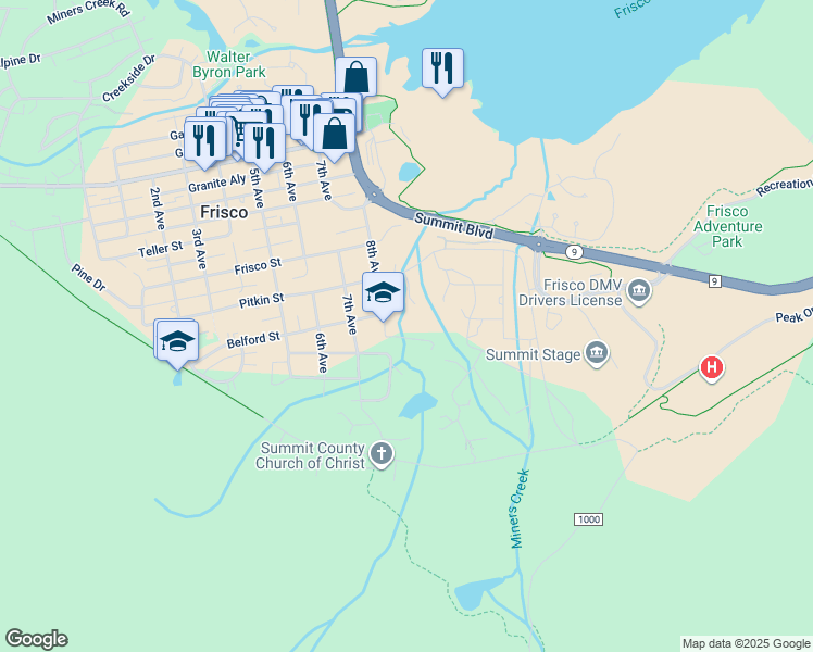 map of restaurants, bars, coffee shops, grocery stores, and more near 800 8th Avenue in Frisco