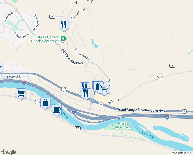 map of restaurants, bars, coffee shops, grocery stores, and more near 151 Castle Ridge Drive in New Castle