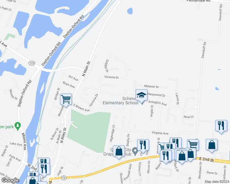 map of restaurants, bars, coffee shops, grocery stores, and more near 155 Arlington Drive in Franklin