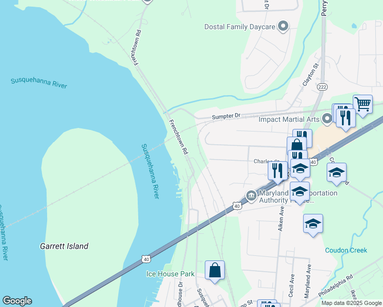 map of restaurants, bars, coffee shops, grocery stores, and more near 101 Rustic Court in Perryville
