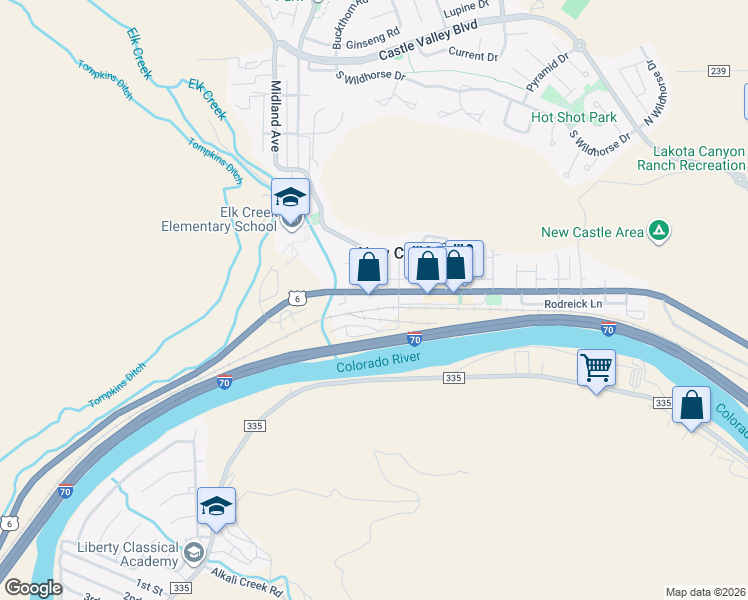 map of restaurants, bars, coffee shops, grocery stores, and more near 732 West Main Street in New Castle