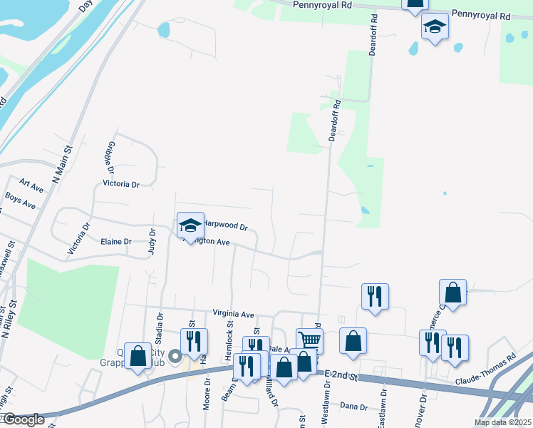 map of restaurants, bars, coffee shops, grocery stores, and more near 400 Melanie Drive in Franklin