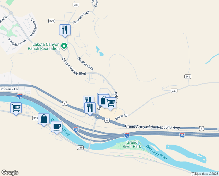 map of restaurants, bars, coffee shops, grocery stores, and more near 94 Castle Ridge Drive in New Castle