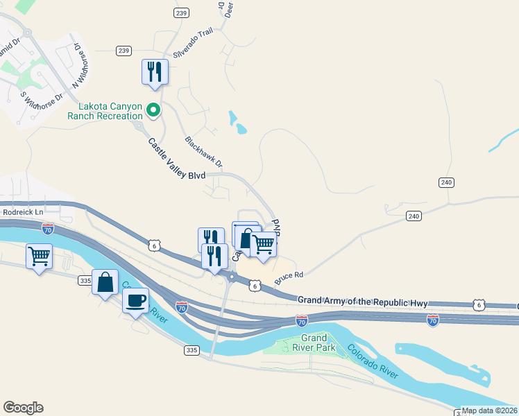 map of restaurants, bars, coffee shops, grocery stores, and more near 94 Castle Ridge Drive in New Castle