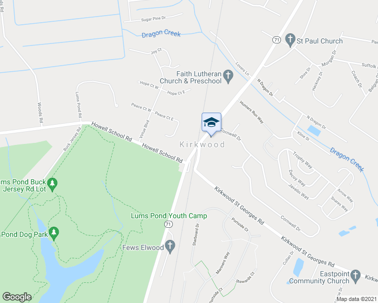 map of restaurants, bars, coffee shops, grocery stores, and more near 2425 Red Lion Road in Bear