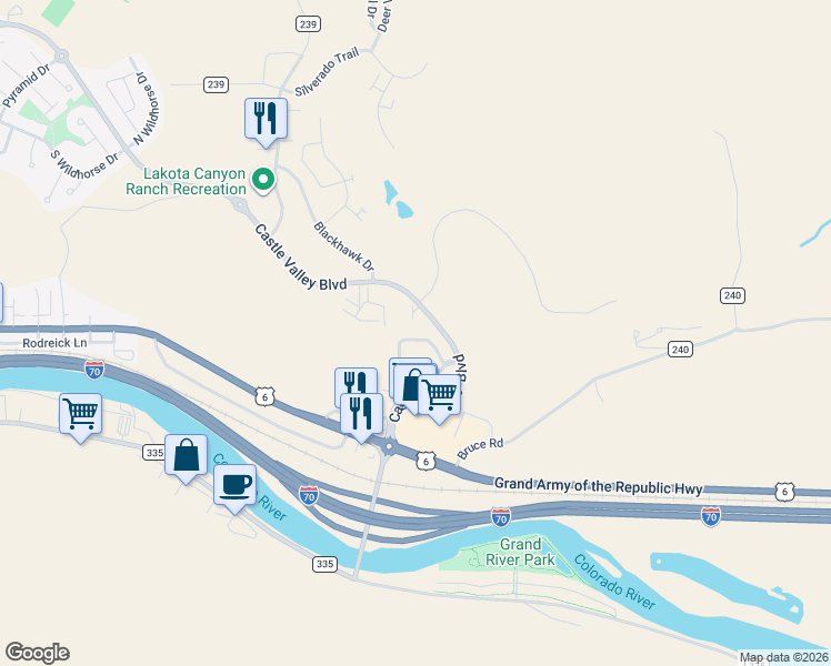 map of restaurants, bars, coffee shops, grocery stores, and more near 151-159 Castle Ridge Drive in New Castle