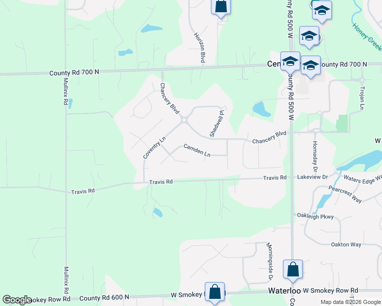 map of restaurants, bars, coffee shops, grocery stores, and more near 5391 Camden Lane in Greenwood