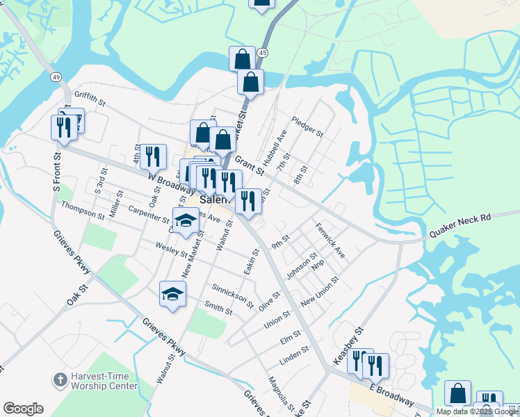 map of restaurants, bars, coffee shops, grocery stores, and more near 190 7th Street in Salem