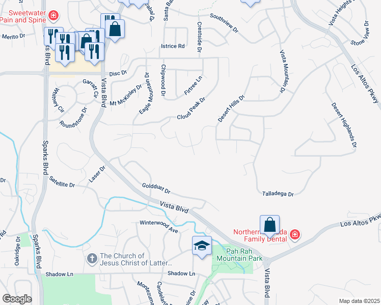map of restaurants, bars, coffee shops, grocery stores, and more near 4323 Cantinia Court in Sparks