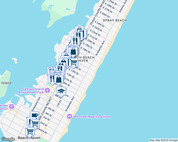 map of restaurants, bars, coffee shops, grocery stores, and more near 1411 Atlantic Avenue in Long Beach