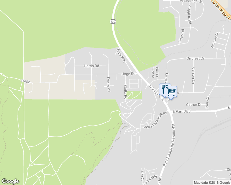 map of restaurants, bars, coffee shops, grocery stores, and more near 4820 Koenig Road in Reno