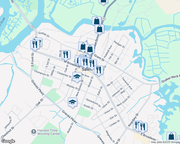 map of restaurants, bars, coffee shops, grocery stores, and more near in Salem