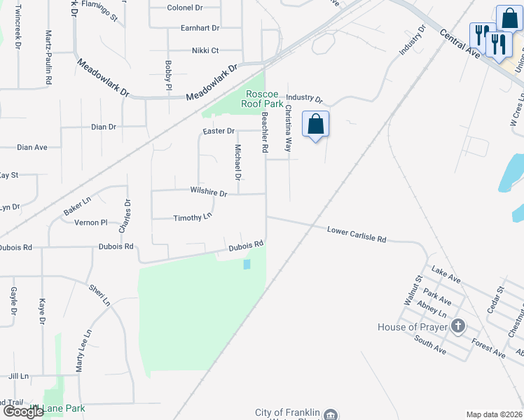 map of restaurants, bars, coffee shops, grocery stores, and more near 761 Beachler Road in Carlisle