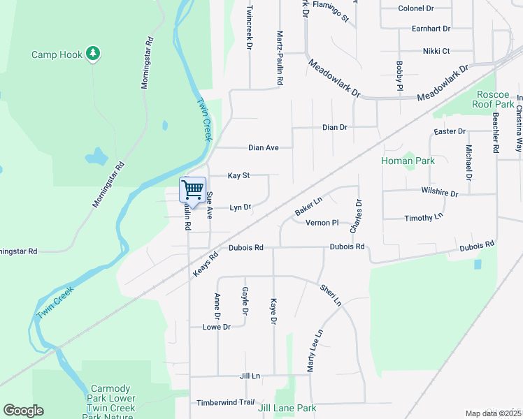 map of restaurants, bars, coffee shops, grocery stores, and more near 7759 Lyn Drive in Franklin