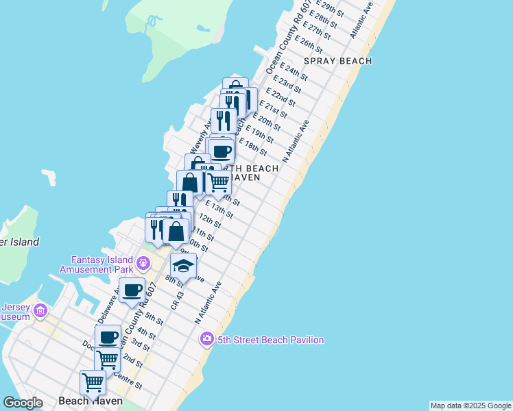 map of restaurants, bars, coffee shops, grocery stores, and more near 1411 Atlantic Avenue in Long Beach