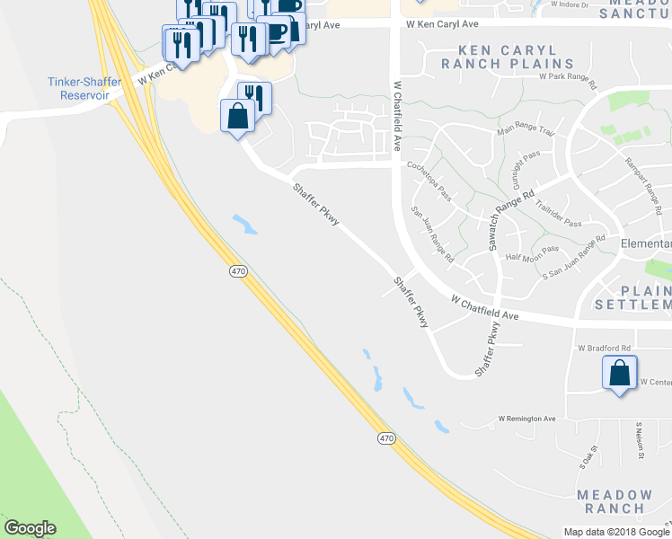 map of restaurants, bars, coffee shops, grocery stores, and more near 7951 Shaffer Parkway in Littleton