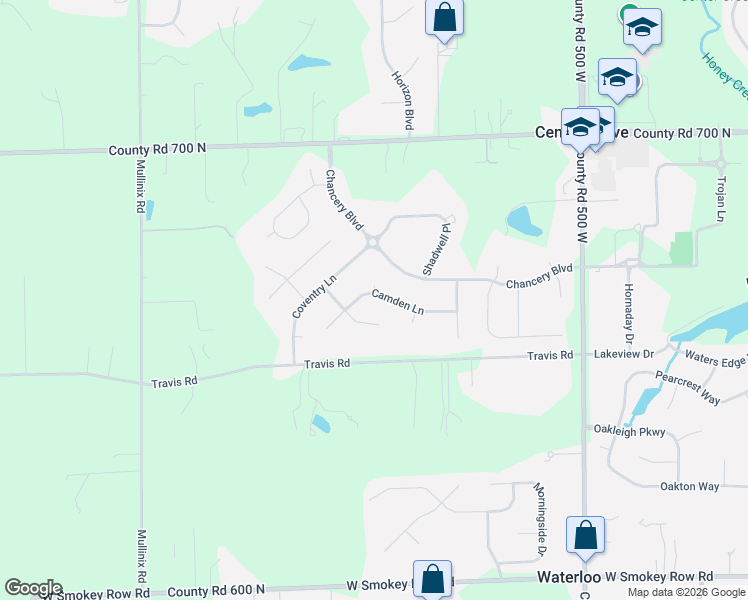 map of restaurants, bars, coffee shops, grocery stores, and more near 5469 Camden Lane in Greenwood