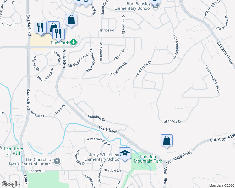 map of restaurants, bars, coffee shops, grocery stores, and more near 4323 Cantinia Court in Sparks