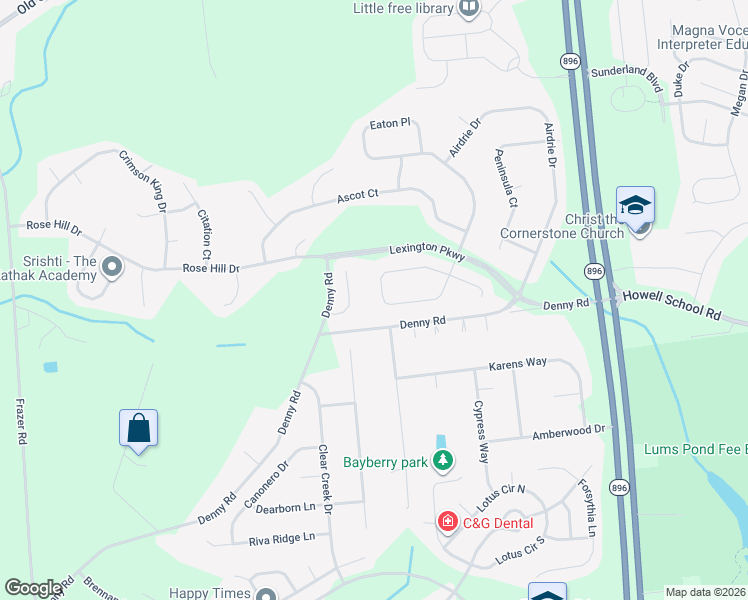 map of restaurants, bars, coffee shops, grocery stores, and more near 25 Pegasus Place in Bear