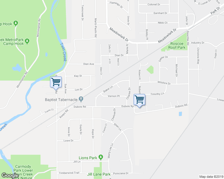 map of restaurants, bars, coffee shops, grocery stores, and more near 220 Baker Lane in Carlisle