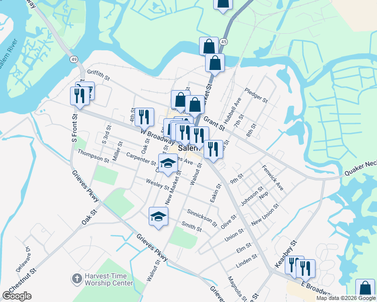 map of restaurants, bars, coffee shops, grocery stores, and more near in Salem