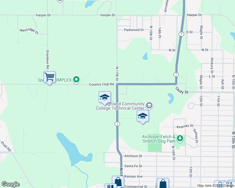 map of restaurants, bars, coffee shops, grocery stores, and more near 12 Neumann Dr in Atchison