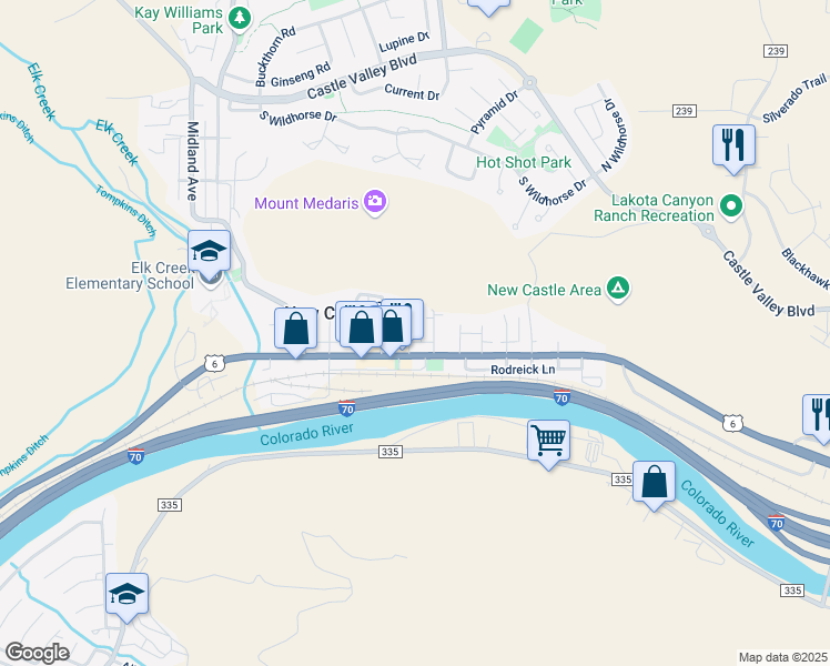 map of restaurants, bars, coffee shops, grocery stores, and more near 312 Main Street in New Castle