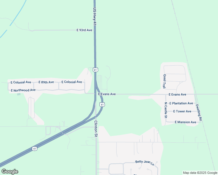 map of restaurants, bars, coffee shops, grocery stores, and more near 8701-8799 North Raintree Court in Terre Haute