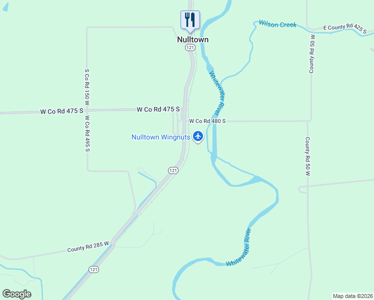 map of restaurants, bars, coffee shops, grocery stores, and more near 1025 West Co Road 480 South in Connersville
