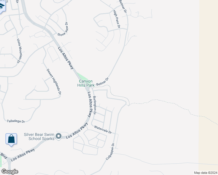 map of restaurants, bars, coffee shops, grocery stores, and more near 4274 Vanguard Drive in Sparks