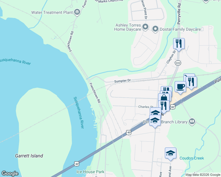 map of restaurants, bars, coffee shops, grocery stores, and more near 475 Franklin St in Perryville