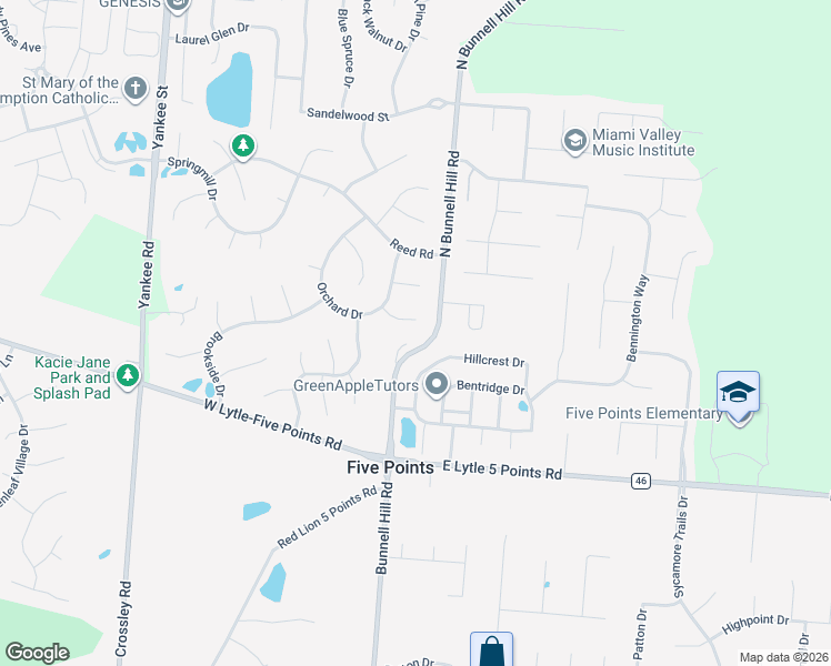 map of restaurants, bars, coffee shops, grocery stores, and more near 55 Copley Cir in Springboro