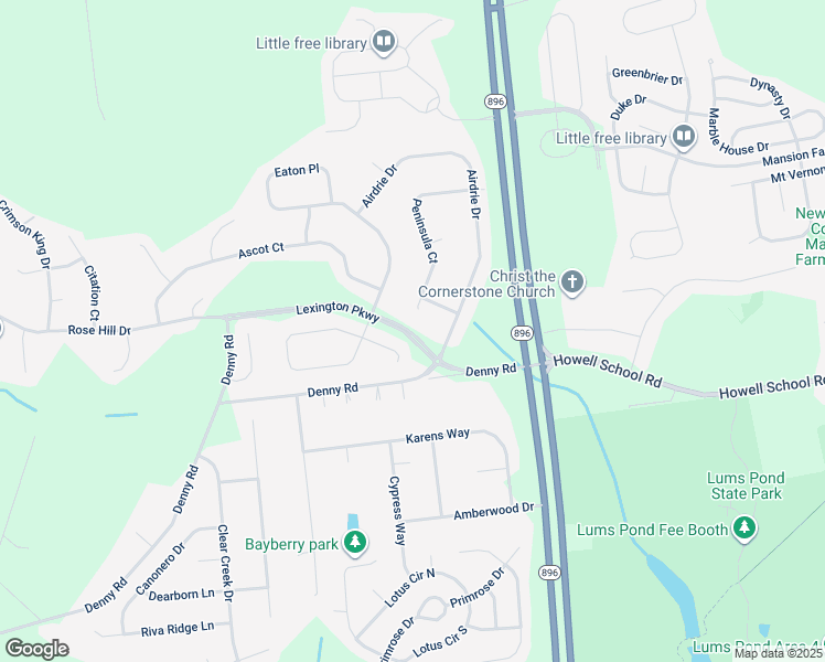 map of restaurants, bars, coffee shops, grocery stores, and more near 36 Peninsula Court in Bear