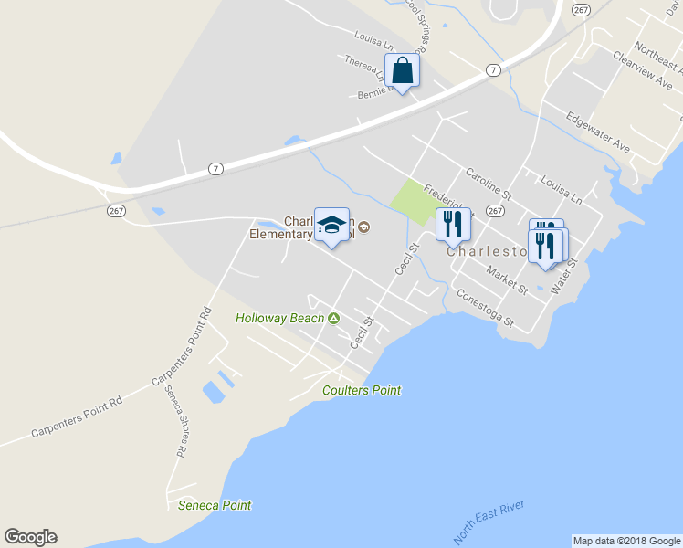 map of restaurants, bars, coffee shops, grocery stores, and more near 523 Baltimore St in Charlestown