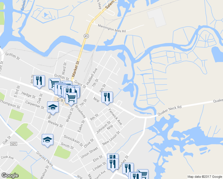 map of restaurants, bars, coffee shops, grocery stores, and more near 295 Gibbon Street in Salem
