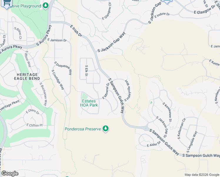 map of restaurants, bars, coffee shops, grocery stores, and more near 7924 South Grand Baker Way in Aurora